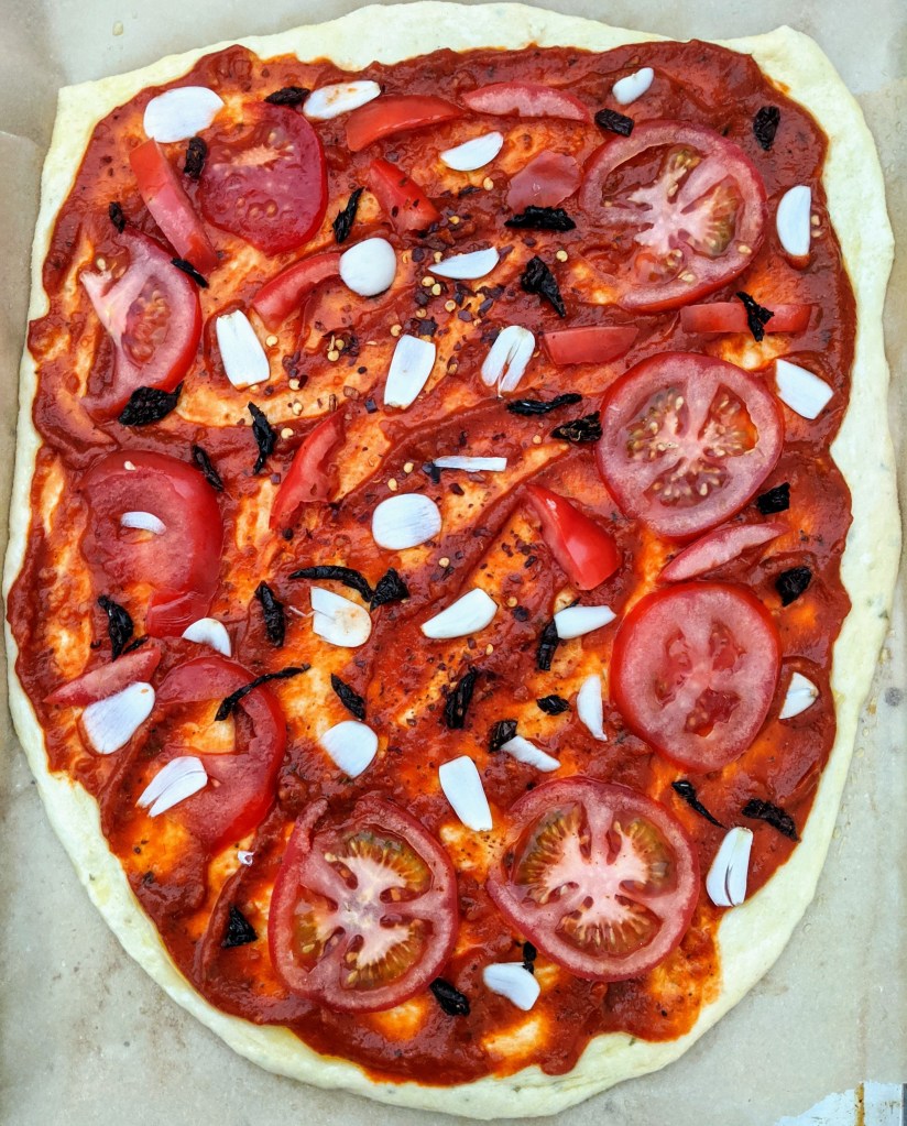 Il Diavolo pizza, almost ready to go in the oven